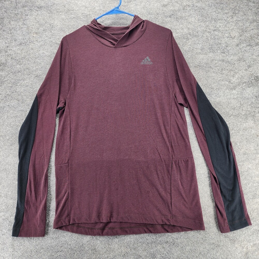 Adidas Shirt Mens Small Ultimate 2.0 Long Sleeve Hooded Red